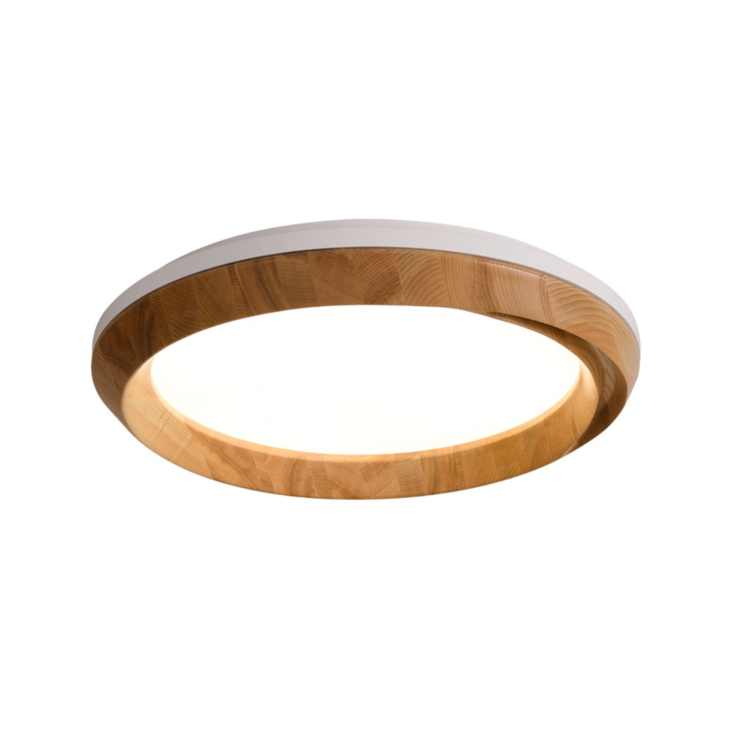 Ripple Wood Ceiling Light ∅ 31.5’’ x H 5.1’’ / White & Wood color / Warm Light Ceiling lamp