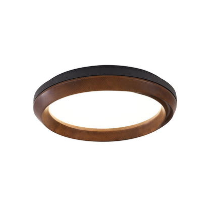 Ripple Wood Ceiling Light ∅ 23.6’’ x H 5.1’’ / Black & Walnut Color / Warm Light Ceiling lamp