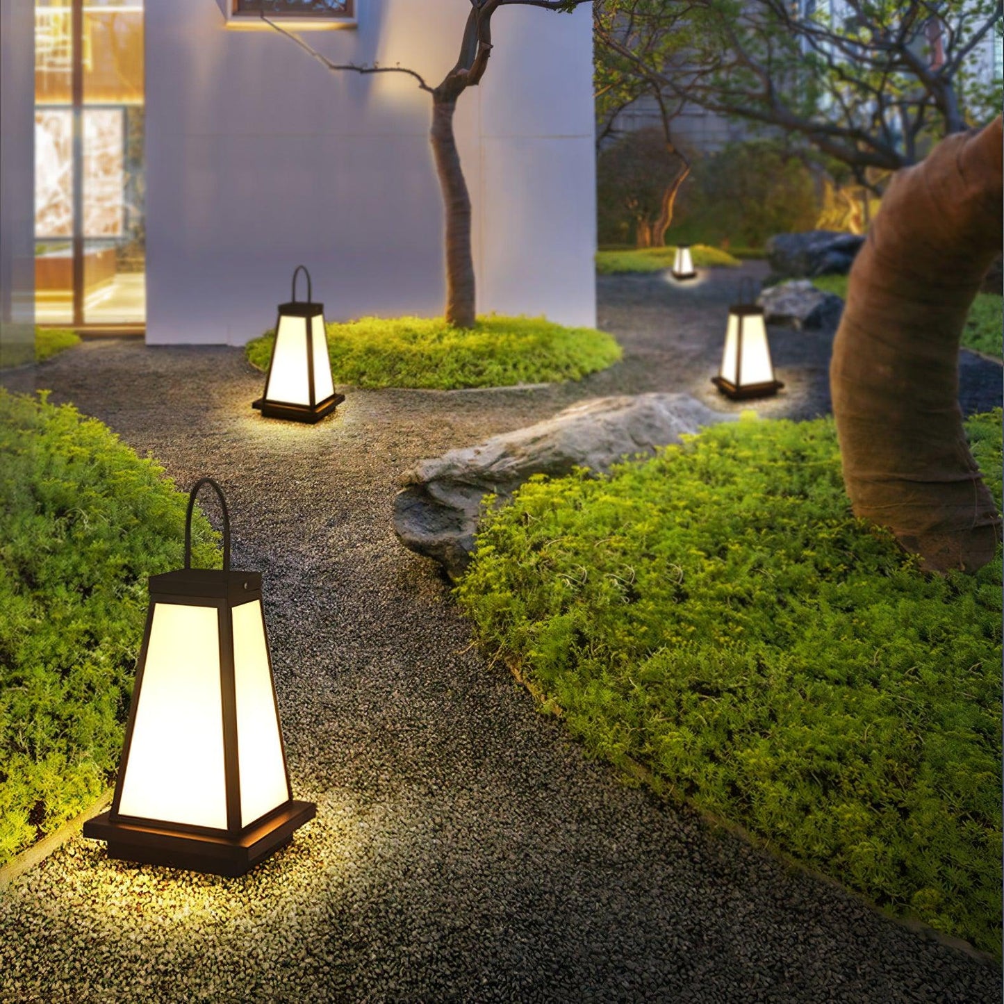 Roam Lantern Garden Outdoor Lamp ∅ 9.8″ x H 19.7″ / Dia 25cm x H 50cm / Black & White / Warm Light Table lamp