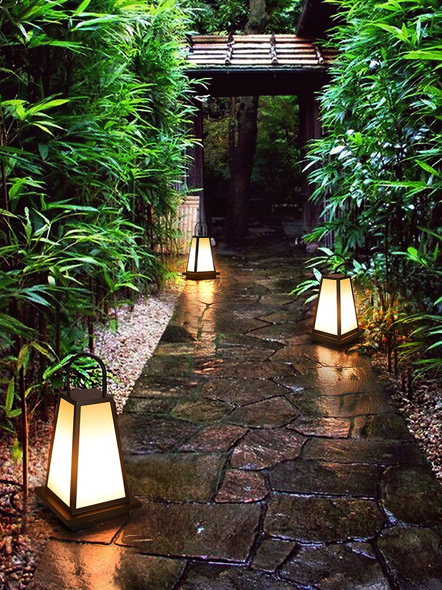 Roam Lantern Garden Outdoor Lamp ∅ 9.8″ x H 19.7″ / Dia 25cm x H 50cm / Black & White / Warm Light Table lamp
