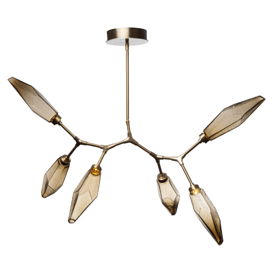 Hammerton Studio Rock Crystal 44" Wide 6 Light Hand Blown Glass LED Modern Branch Chandelier