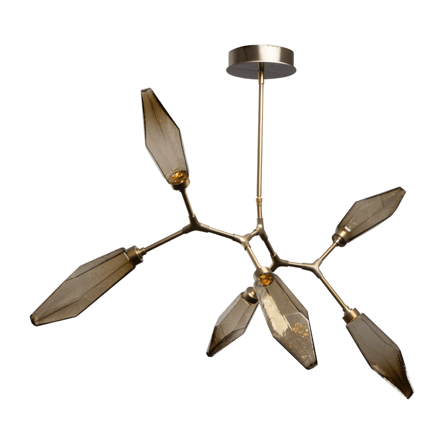 Hammerton Studio Rock Crystal 44" Wide 6 Light Hand Blown Glass LED Modern Branch Chandelier
