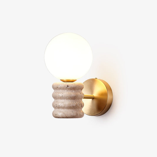Romus Wall Lamp ∅ 3.9’’ x H 10.6’’ / Gold & Yellow Travertine Wall lamp