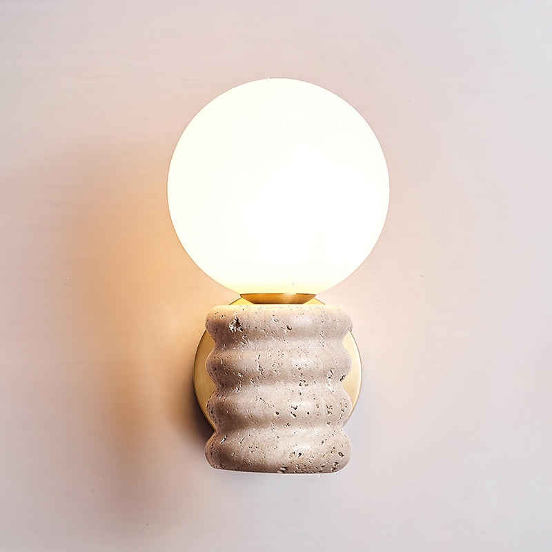 Romus Wall Lamp ∅ 3.9’’ x H 10.6’’ / Gold & Yellow Travertine Wall lamp