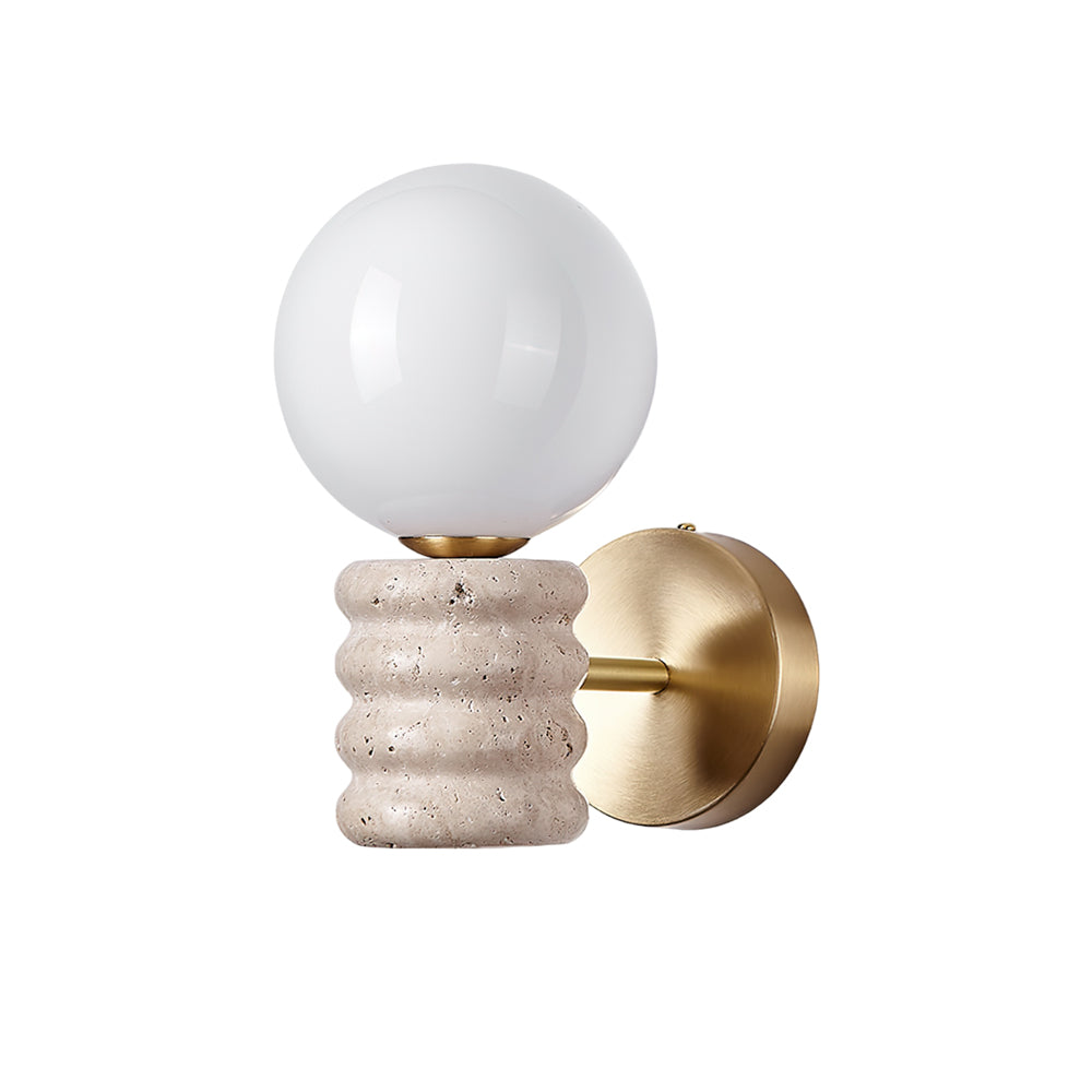 Romus Wall Lamp ∅ 3.9’’ x H 10.6’’ / Gold & Yellow Travertine Wall lamp