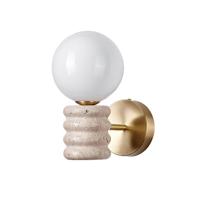 Romus Wall Lamp ∅ 3.9’’ x H 10.6’’ / Gold & Yellow Travertine Wall lamp