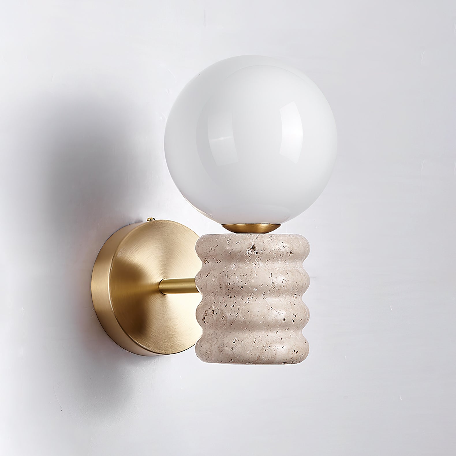 Romus Wall Lamp ∅ 3.9’’ x H 10.6’’ / Gold & Yellow Travertine Wall lamp