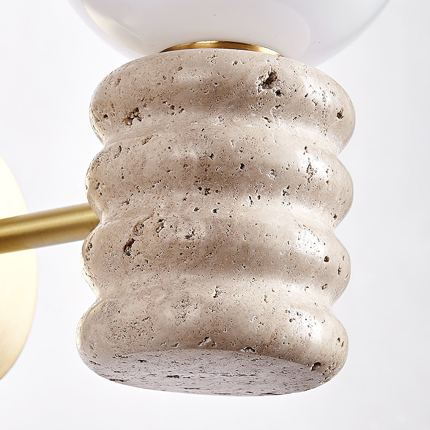 Romus Wall Lamp ∅ 3.9’’ x H 10.6’’ / Gold & Yellow Travertine Wall lamp