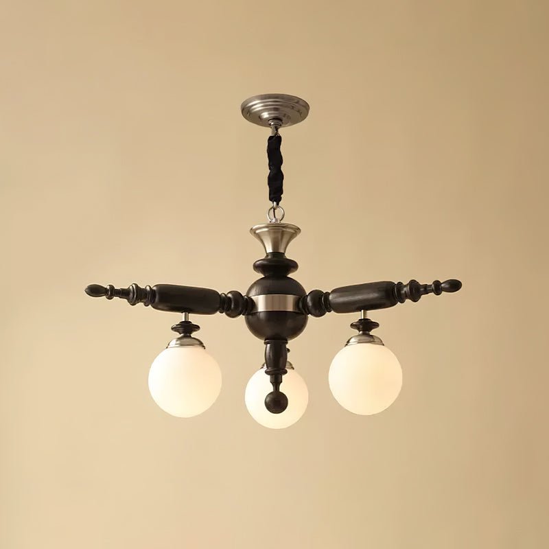 Rotating Stick Chandelier 3 Heads ∅ 29.1″ x H 13.4″ / Dia 74cm x H 34cm / Black & Chrome Chandelier
