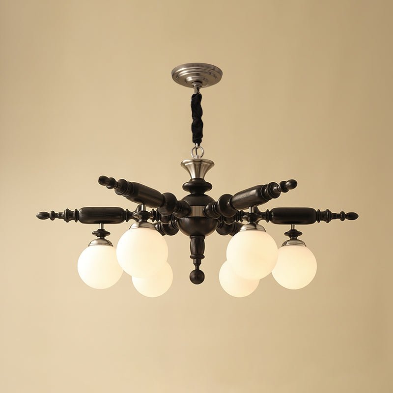 Rotating Stick Chandelier 6 Heads ∅ 40.2″ x H 13.4″ / Dia 102cm x H 34cm / Black & Chrome Chandelier
