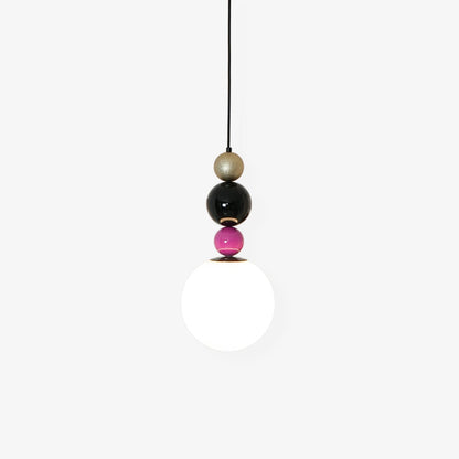 Round Balls Stacking Pendant Lamp ∅ 9.8″ x H 22.8″ / Dia 25cm x H 58cm / Pink & Black Pendant light