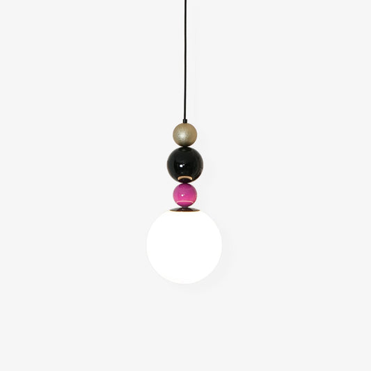 Round Balls Stacking Pendant Lamp ∅ 9.8″ x H 22.8″ / Dia 25cm x H 58cm / Pink & Black Pendant light