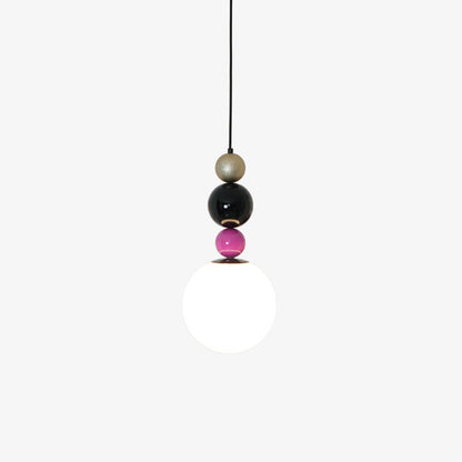 Round Balls Stacking Pendant Lamp ∅ 9.8″ x H 22.8″ / Dia 25cm x H 58cm / Pink & Black Pendant light