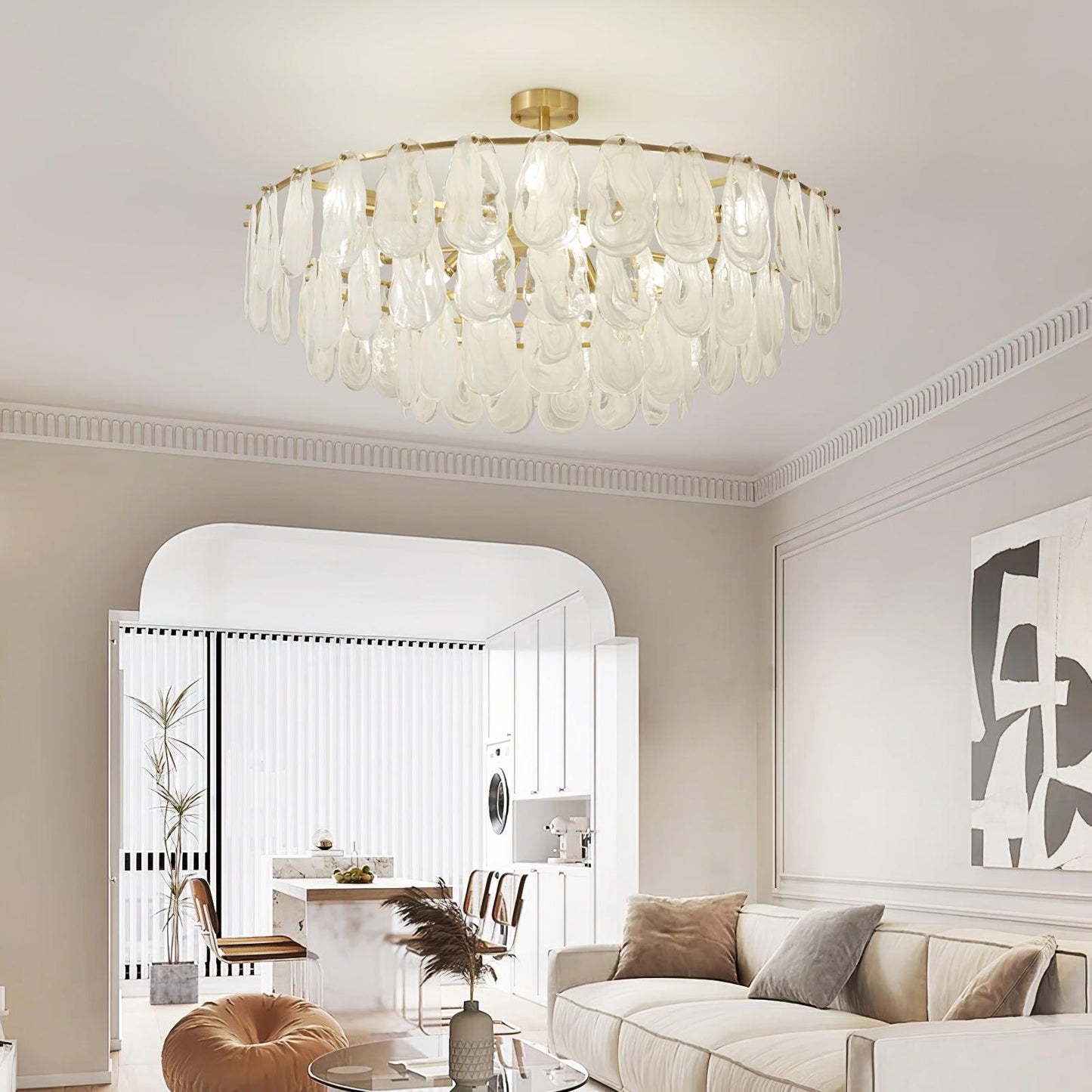 Round Cloud Glass Pendant Light