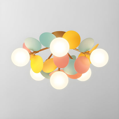 Round Macaron Ceiling Lamp 6 heads ∅ 21.7″ x H 12.6″ / Colorful Ceiling lamp