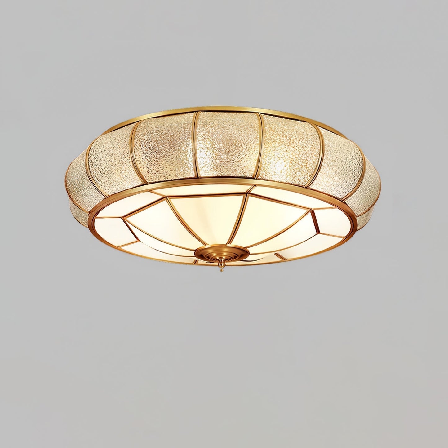 Round Textured Glass Ceiling Light ∅ 23.6″ x H 9.1″ / Brass Ceiling lamp