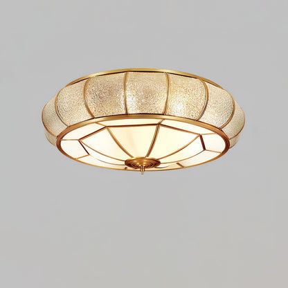Round Textured Glass Ceiling Light ∅ 23.6″ x H 9.1″ / Brass Ceiling lamp