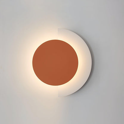 Rounded Abstract Art Sconce ∅ 8.1″ x H 12″ / Dia 20.5cm x H 30.5cm / Orange + White / Warm Light Wall lamp