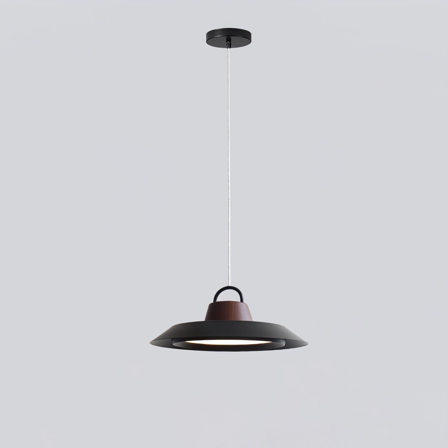 Ruile Pendant Lamp ∅ 15.7″ x H 5.9″ / 40cm x H 15cm / Black & Walnut Color / Three-Color Changing Light Pendant light