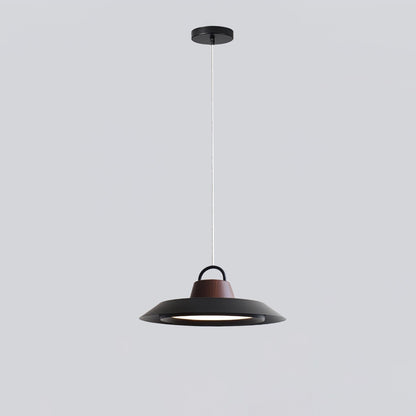 Ruile Pendant Lamp ∅ 15.7″ x H 5.9″ / 40cm x H 15cm / Black & Walnut Color / Three-Color Changing Light Pendant light