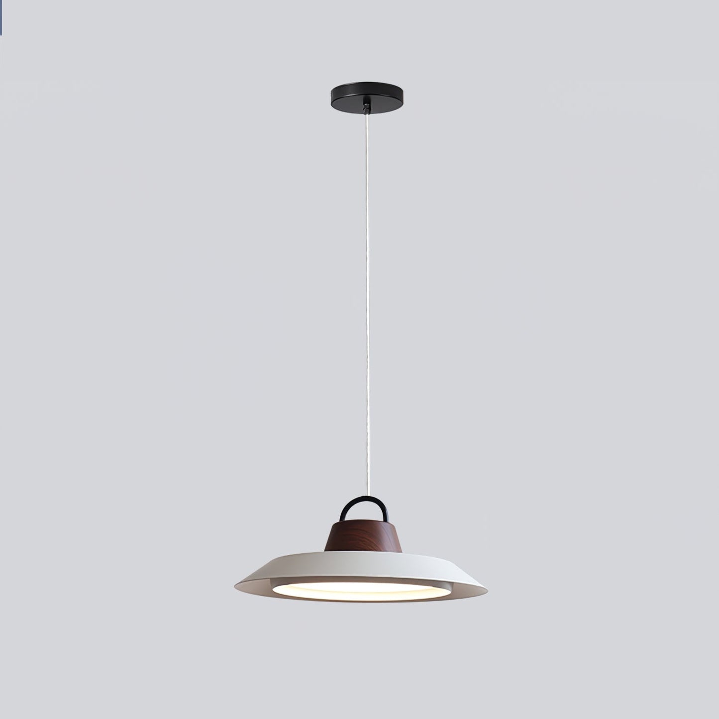 Ruile Pendant Lamp ∅ 15.7″ x H 5.9″ / 40cm x H 15cm / White & Walnut Color / Three-Color Changing Light Pendant light