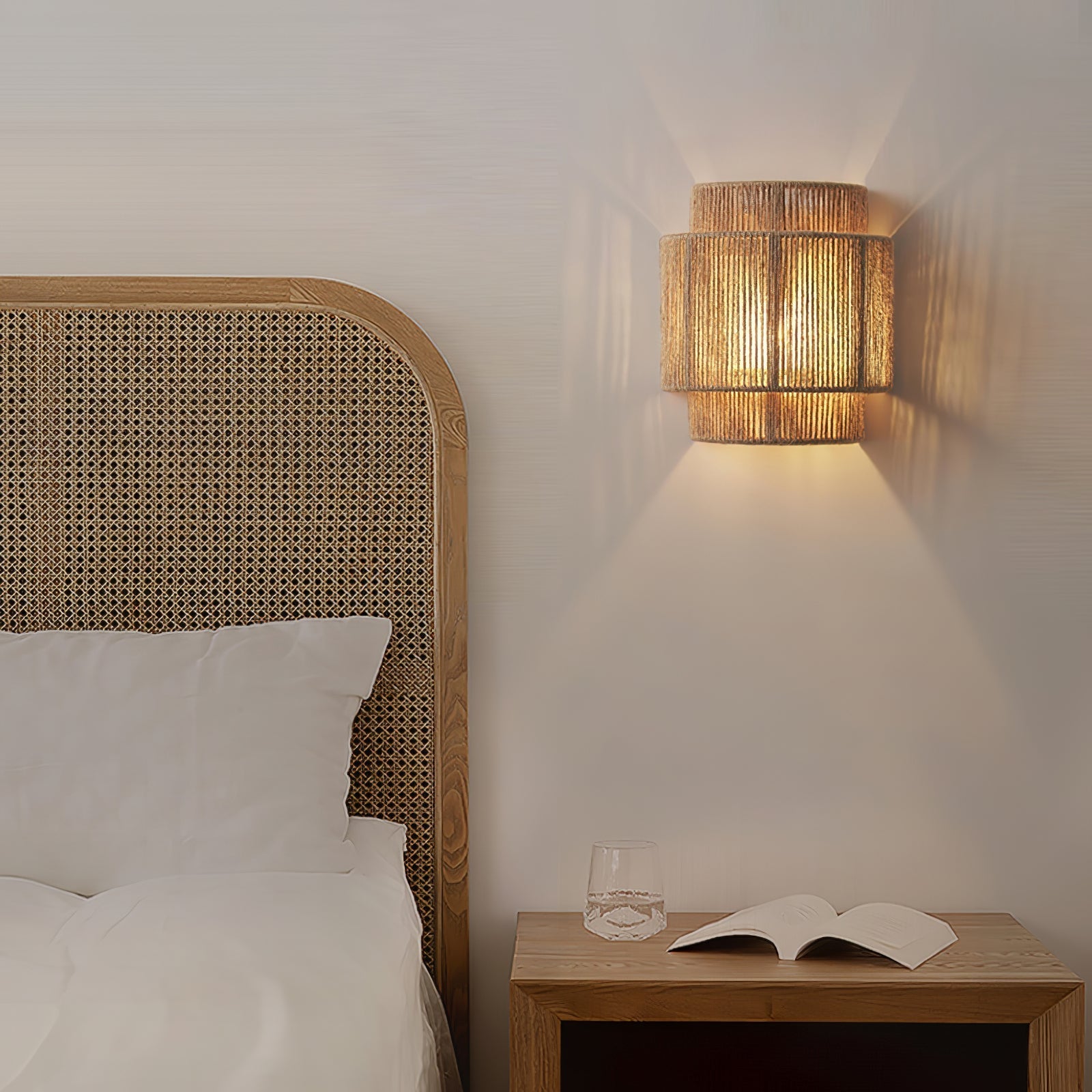 Rustic Weave Wall Lamp ∅ 9.1″ x H 9.8″ / Natural hemp color 1001 Wall lamp