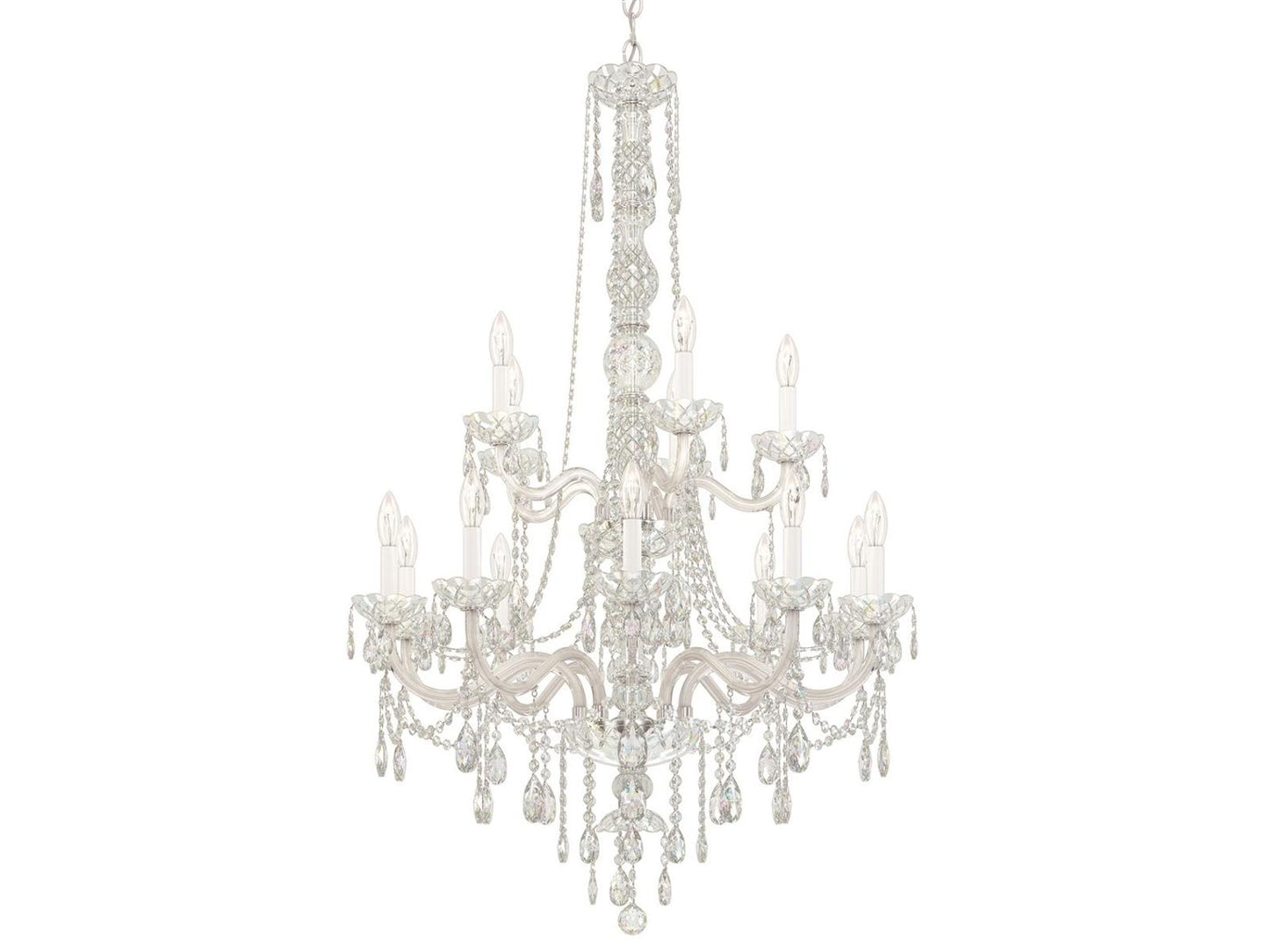 Schonbek Arlington 15-Light Tiered Chandelier in Polished Silver with Heritage Crystal