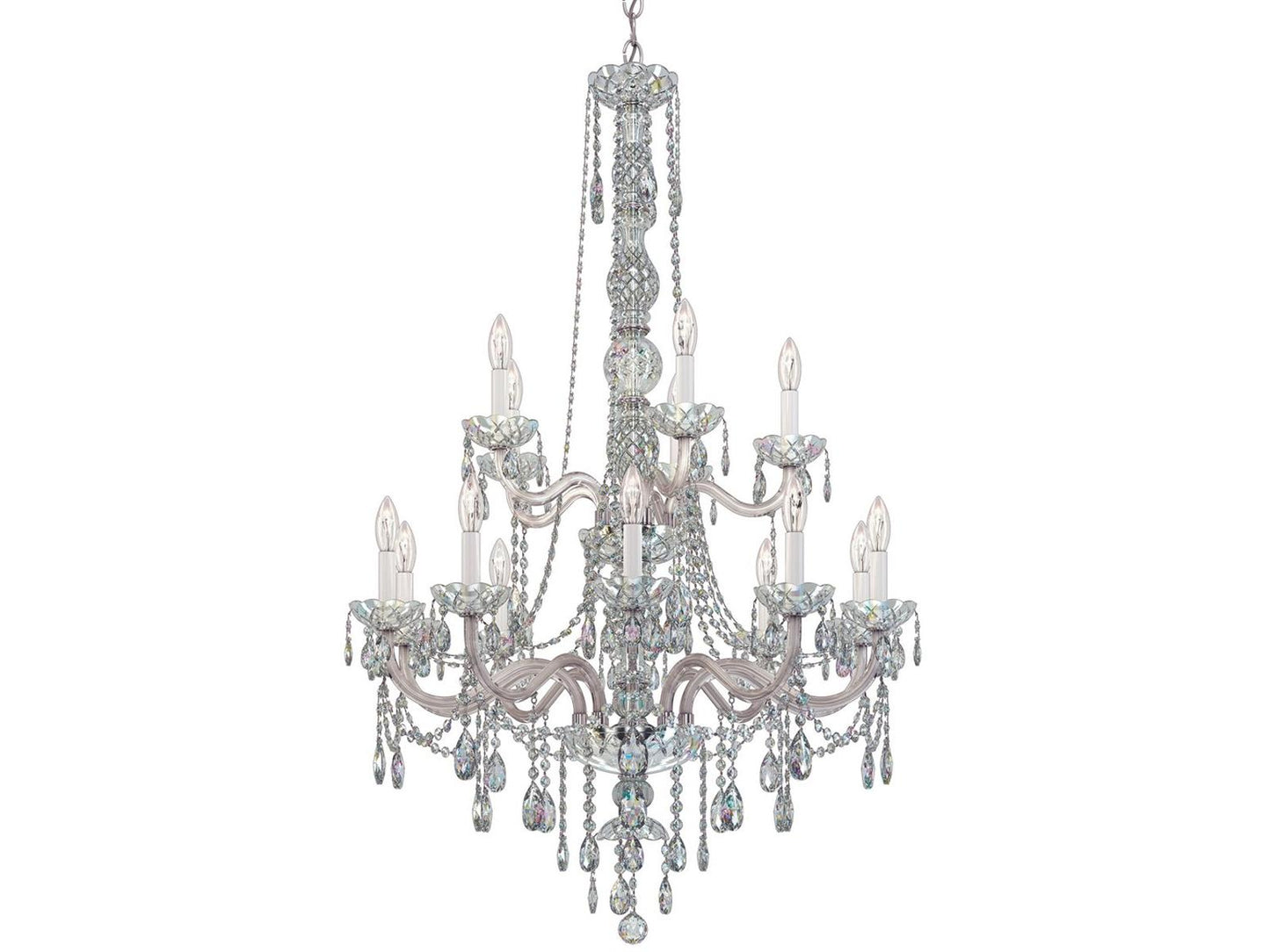Schonbek Arlington 15-Light Tiered Chandelier in Polished Silver with Heritage Crystal
