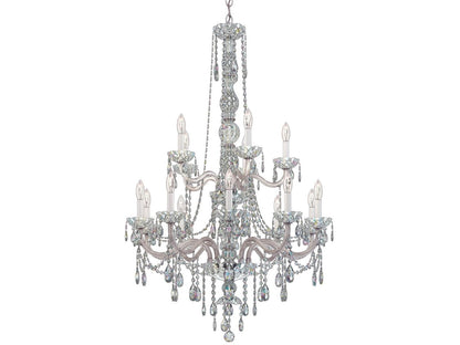 Schonbek Arlington 15-Light Tiered Chandelier in Polished Silver with Heritage Crystal