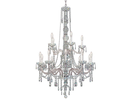 Schonbek Arlington 15-Light Tiered Chandelier in Polished Silver with Heritage Crystal