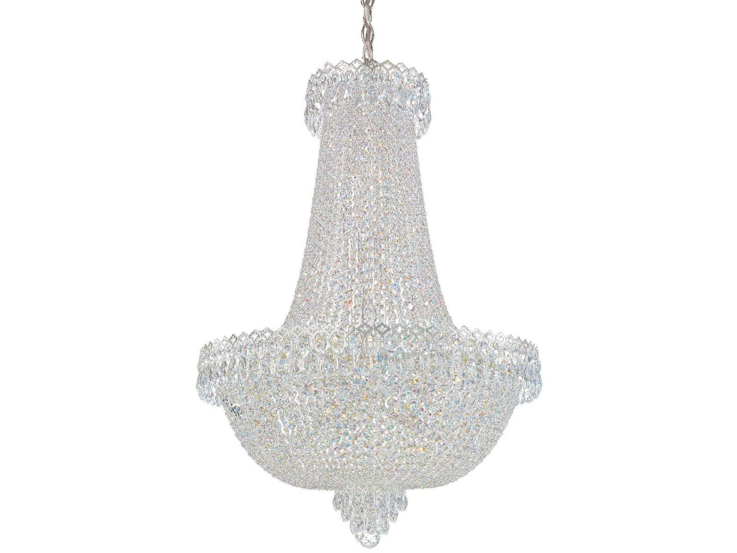 Schonbek 22-Light Camelot Empire Chandelier in Polished Silver with Optic Crystal