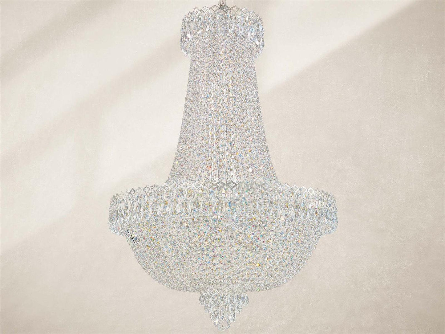 Schonbek 22-Light Camelot Empire Chandelier in Polished Silver with Optic Crystal