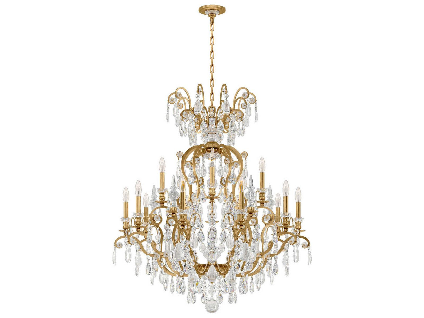 Schonbek 16-Light Renaissance Rock Crystal Candelabra Chandelier with Quartz Crystal