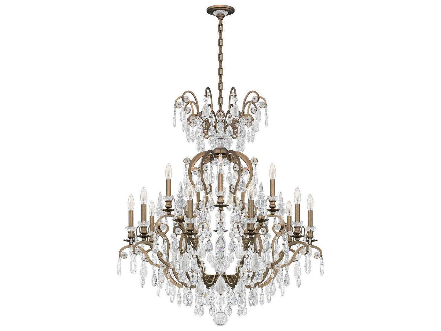 Schonbek 16-Light Renaissance Rock Crystal Candelabra Chandelier with Quartz Crystal