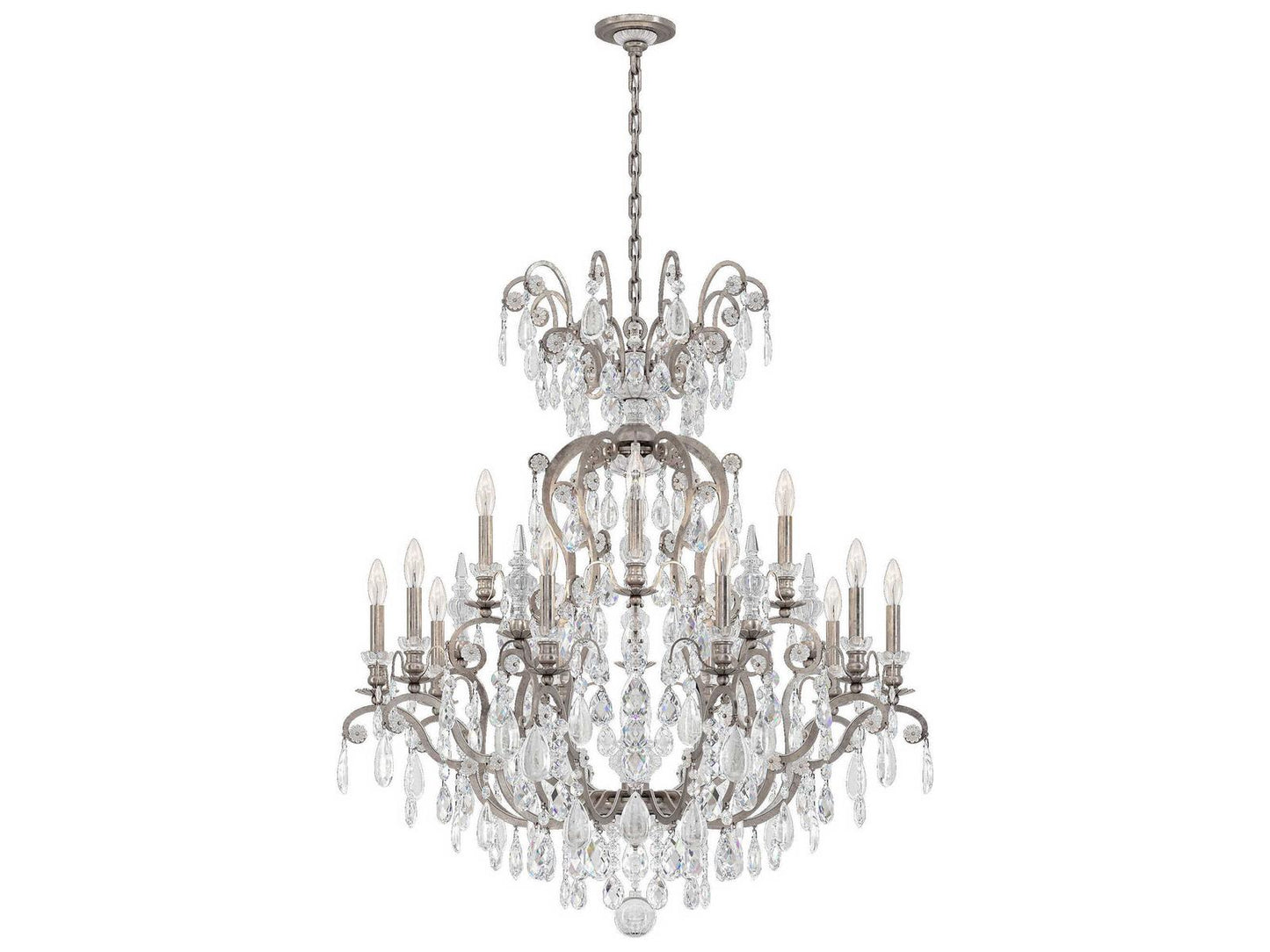 Schonbek 16-Light Renaissance Rock Crystal Candelabra Chandelier with Quartz Crystal