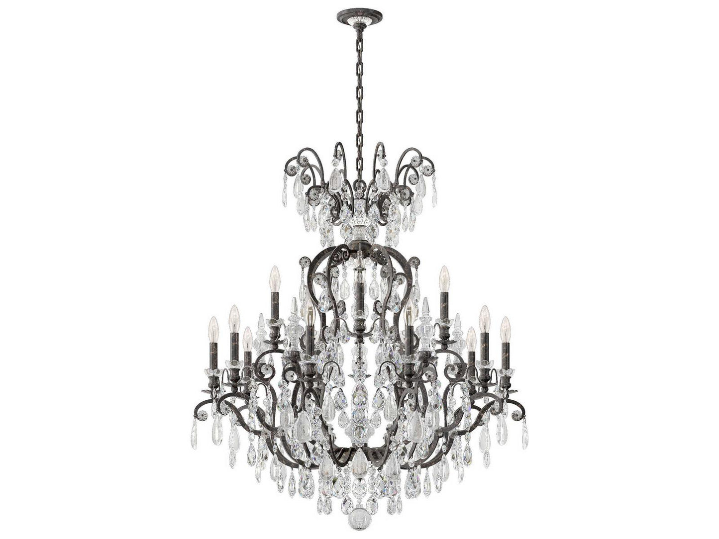 Schonbek 16-Light Renaissance Rock Crystal Candelabra Chandelier with Quartz Crystal
