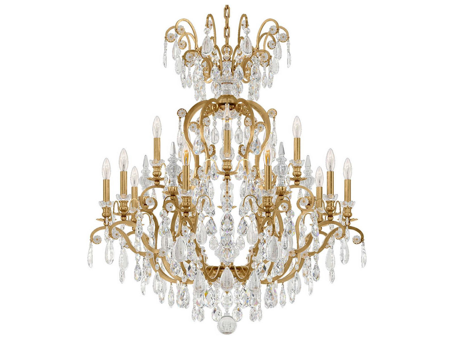 Schonbek 16-Light Renaissance Rock Crystal Candelabra Chandelier with Quartz Crystal