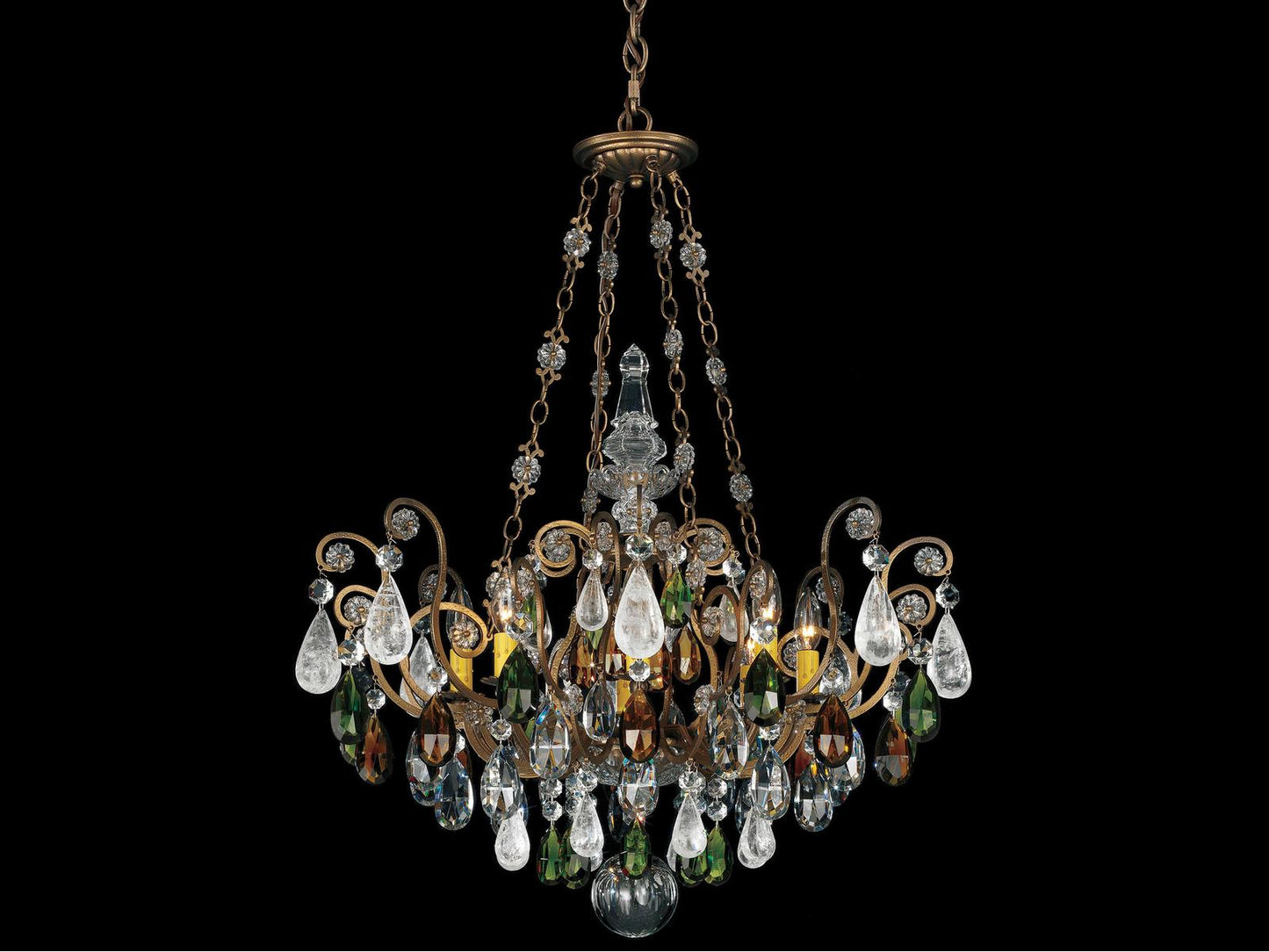 Schonbek 8-Light Renaissance Rock Crystal Candelabra Chandelier in Heirloom Bronze