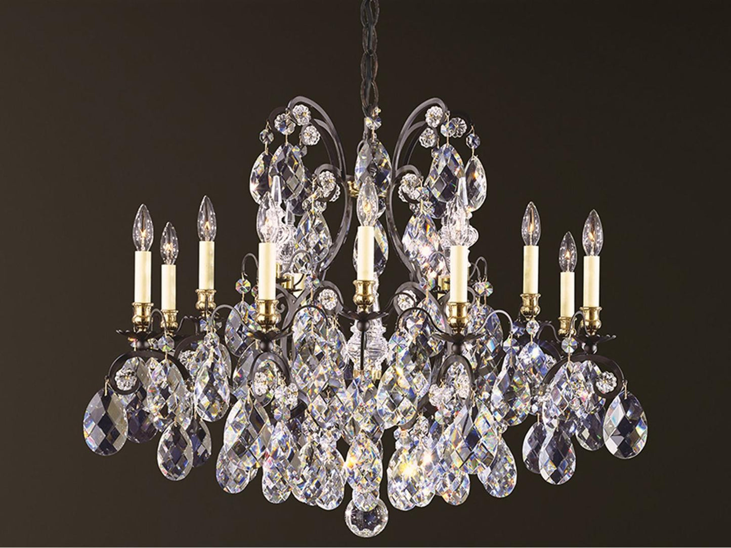 Schonbek Renaissance 13-Light Pewter Crystal Candelabra Chandelier