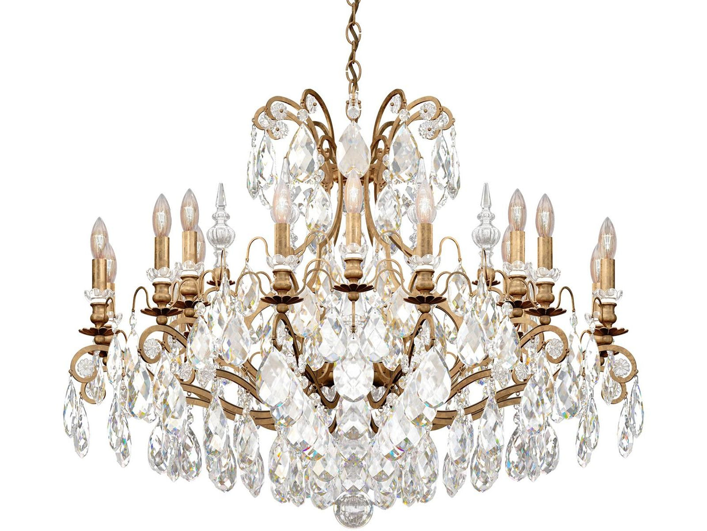 Schonbek Renaissance Crystal Candelabra Chandelier in Gold