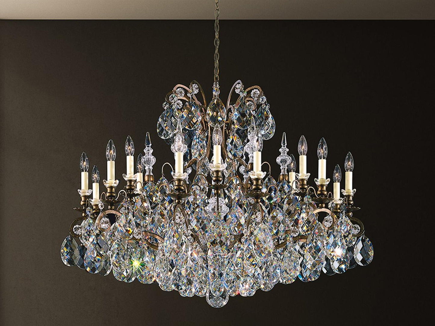 Schonbek Renaissance Crystal Candelabra Chandelier in Gold