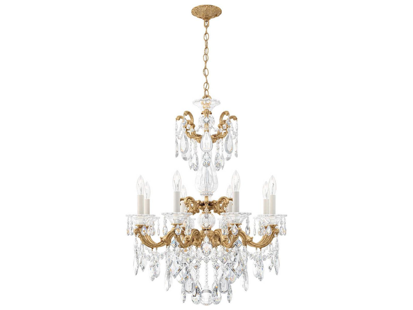 Schonbek La Scala 8-Light Silver Crystal Candelabra Chandelier