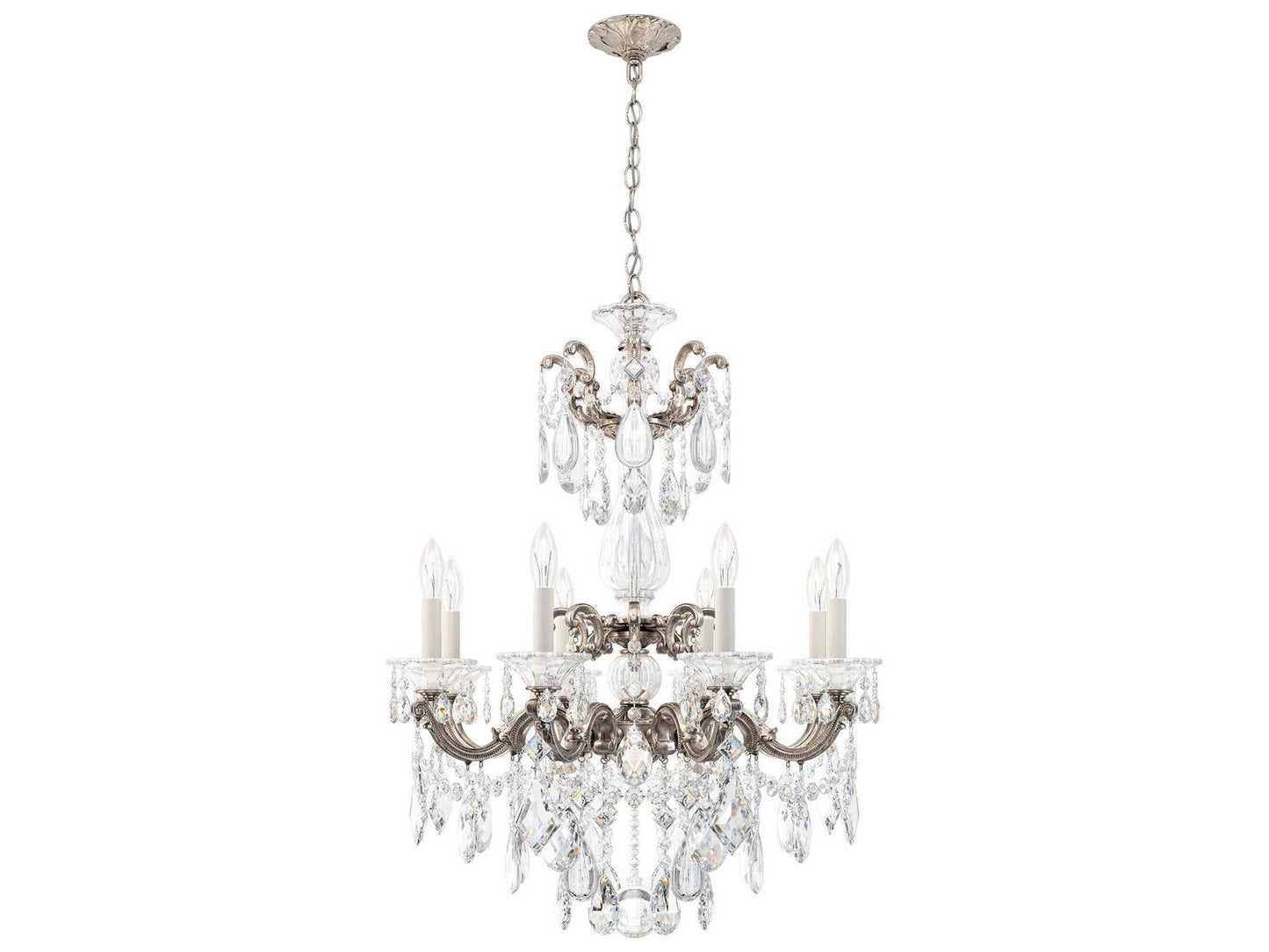Schonbek La Scala 8-Light Silver Crystal Candelabra Chandelier