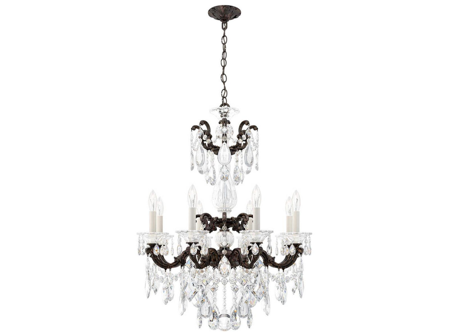 Schonbek La Scala 8-Light Silver Crystal Candelabra Chandelier