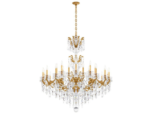 Schonbek 24-Light La Scala Crystal Chandelier in Heirloom Gold