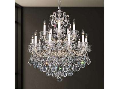 Schonbek La Scala 15-Light Crystal Candelabra Chandelier in Antique Silver
