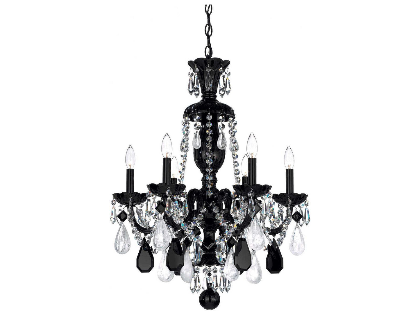 Schonbek Hamilton Rock Crystal 6-Light Chandelier in Jet Black