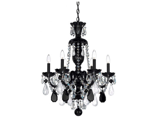 Schonbek Hamilton Rock Crystal 6-Light Chandelier in Jet Black
