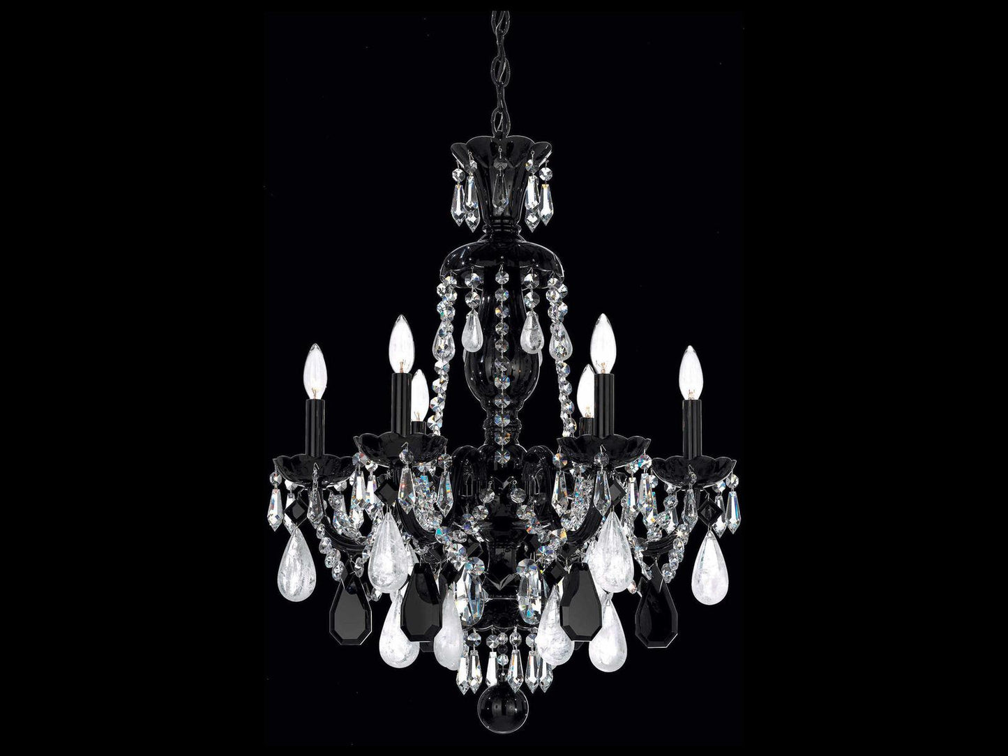 Schonbek Hamilton Rock Crystal 6-Light Chandelier in Jet Black