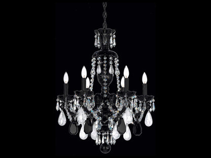 Schonbek Hamilton Rock Crystal 6-Light Chandelier in Jet Black